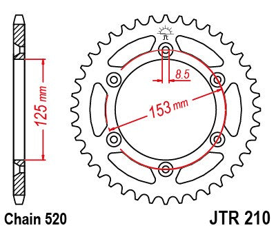 Corona JT acciaio Honda CRF 450 X (05-16) 48 denti