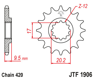 Pignone JT KTM 65 SX (03-19) 12 denti passo 420