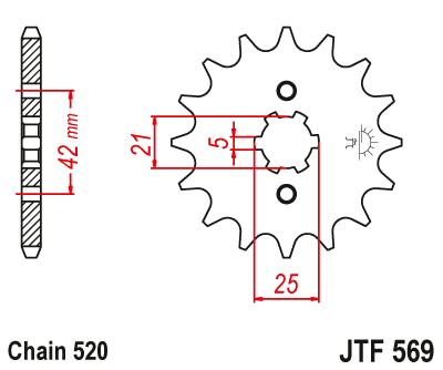 Pignone JT Yamaha YZ 250 (83-98) 13 denti