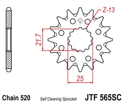 Pignone JT Yamaha YZ 450 F (03-19) 13 denti scaricato